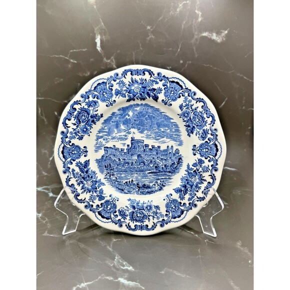 Staffordshire Blue & White Windsor 9” Castle English Plate by Unicorn - Picture 1 of 17